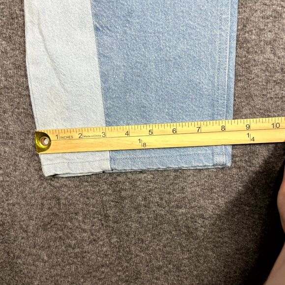 Good American Womens Blue Icon Patchwork Denim Straight Jeans 15 90s 34x27.5 - Picture 7 of 10